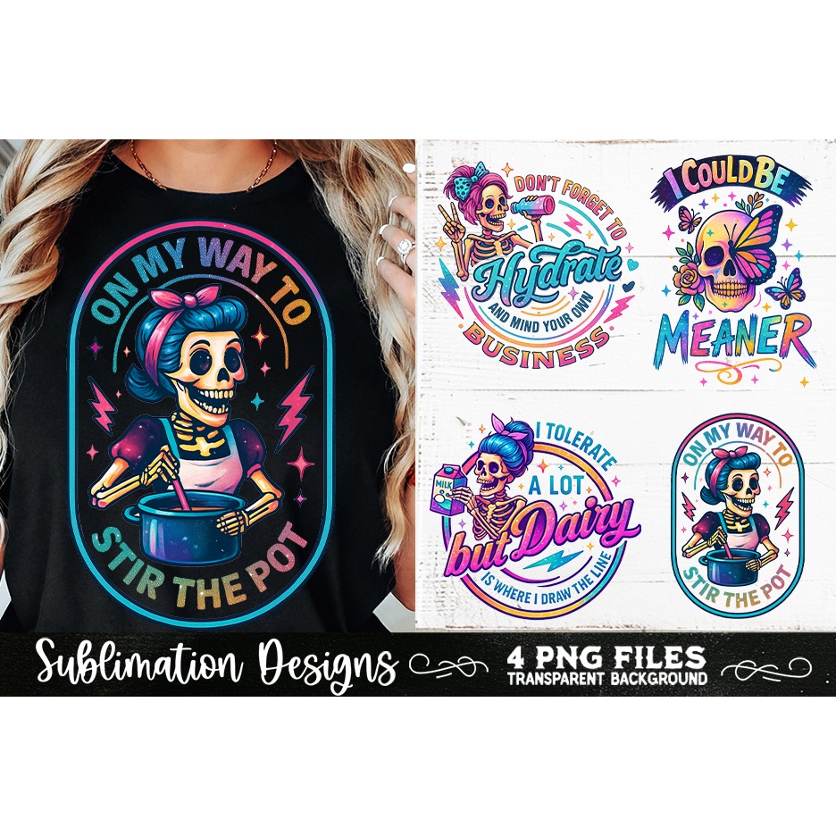 Funny Skeletons Sarcastic Retro PNG Sublimation (14) 7