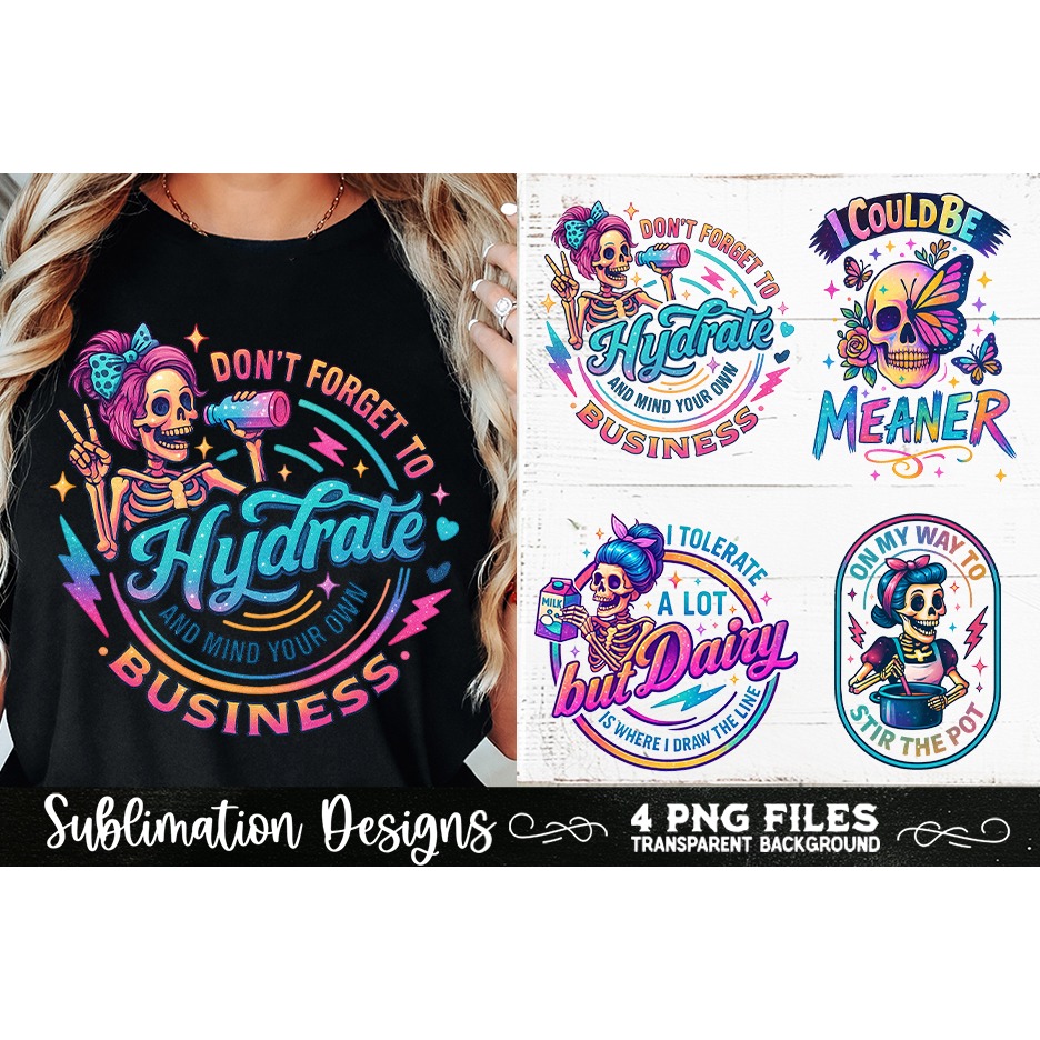 Funny Skeletons Sarcastic Retro PNG Sublimation (14) 8