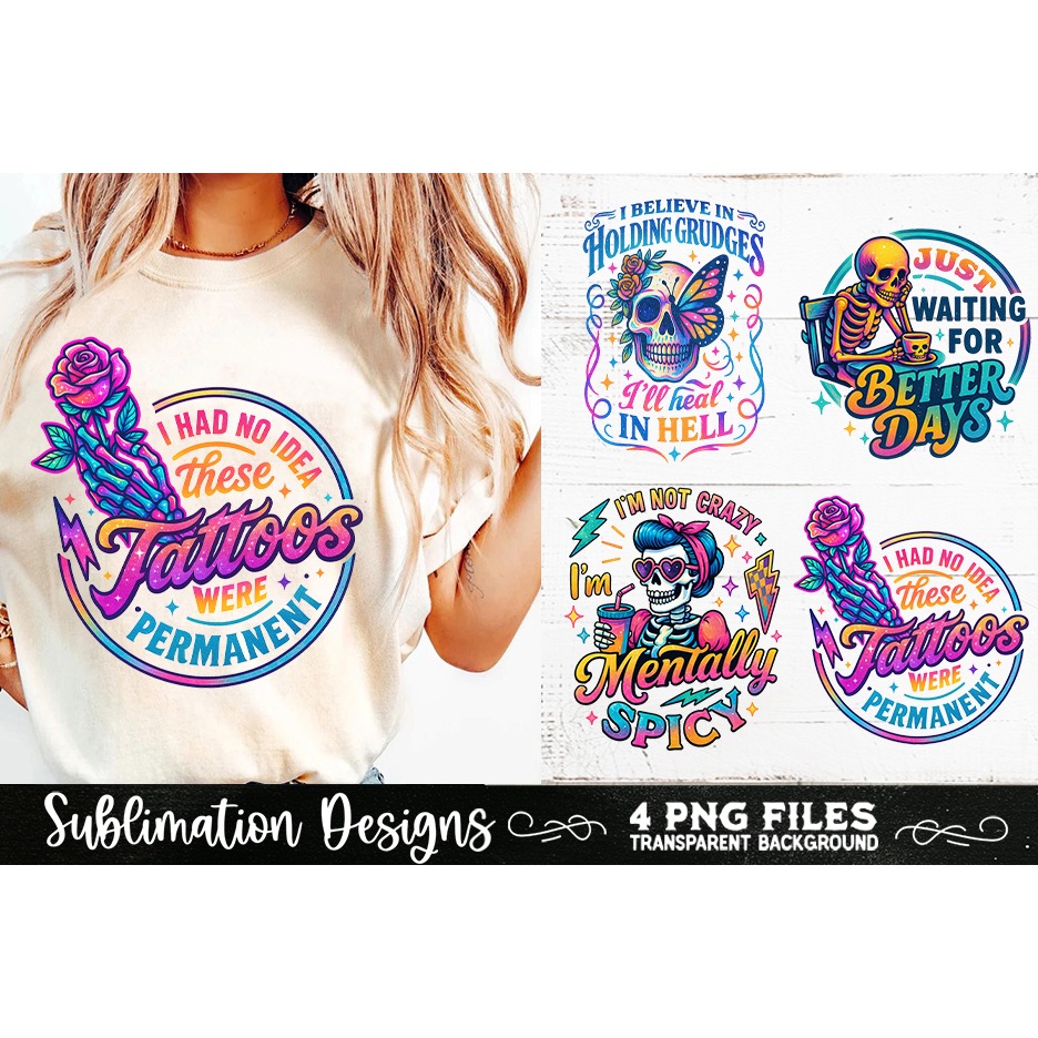 Funny Skeletons Sarcastic Retro PNG Sublimation (15)