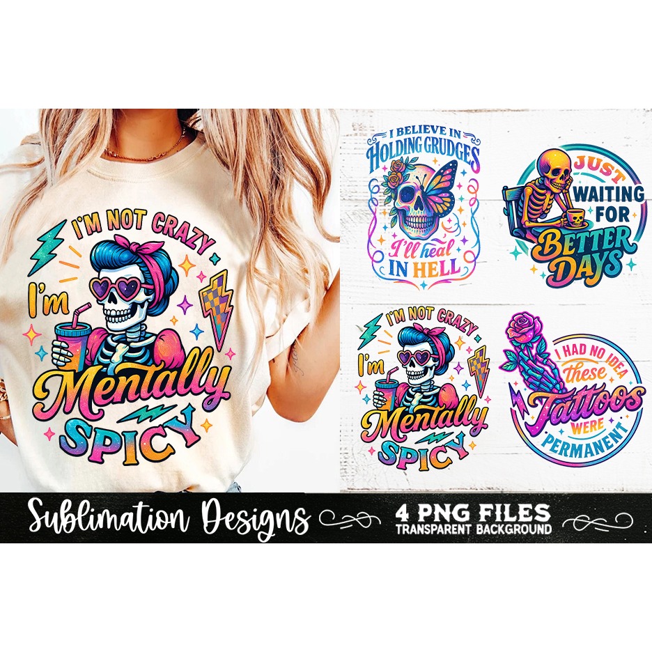 Funny Skeletons Sarcastic Retro PNG Sublimation (15) 2