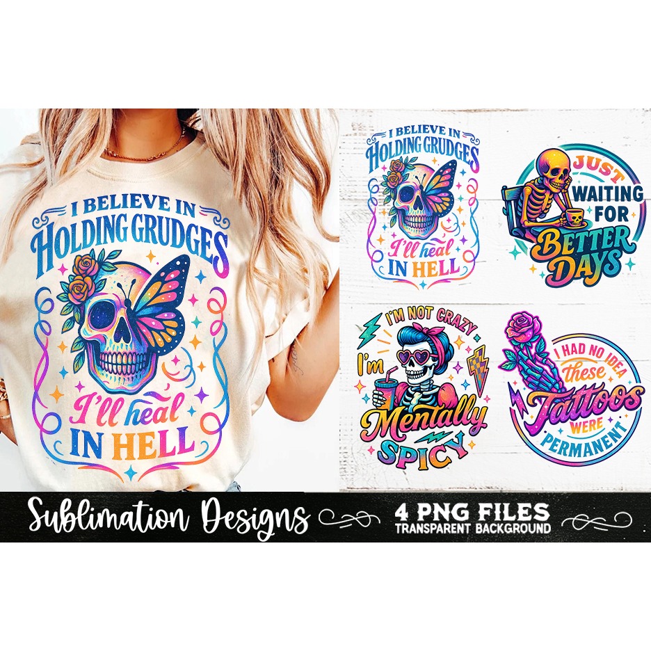 Funny Skeletons Sarcastic Retro PNG Sublimation (15) 3