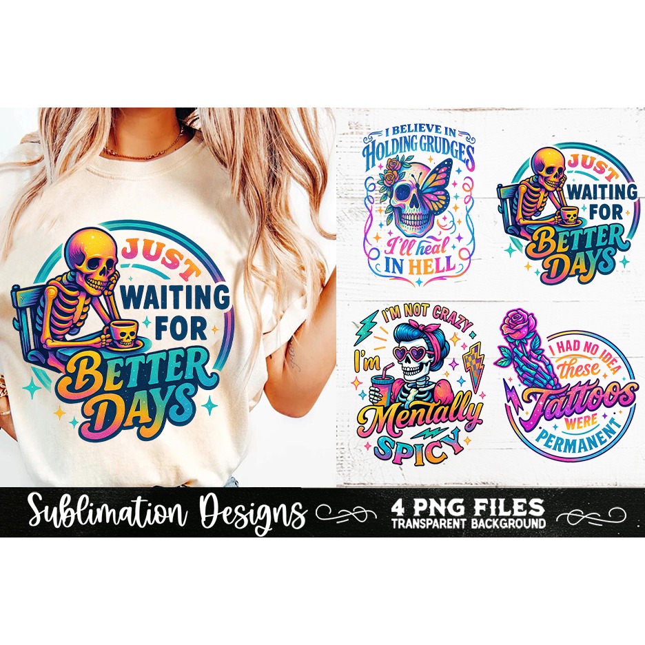 Funny Skeletons Sarcastic Retro PNG Sublimation (15) 4