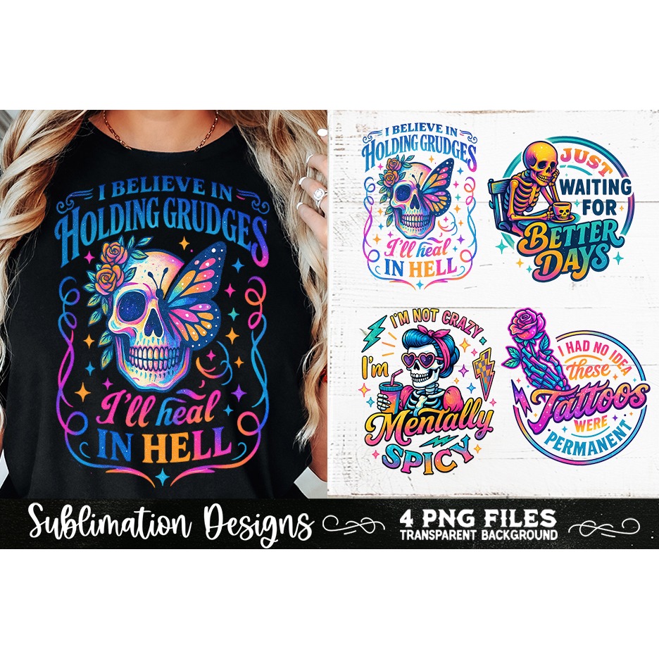 Funny Skeletons Sarcastic Retro PNG Sublimation (15) 5