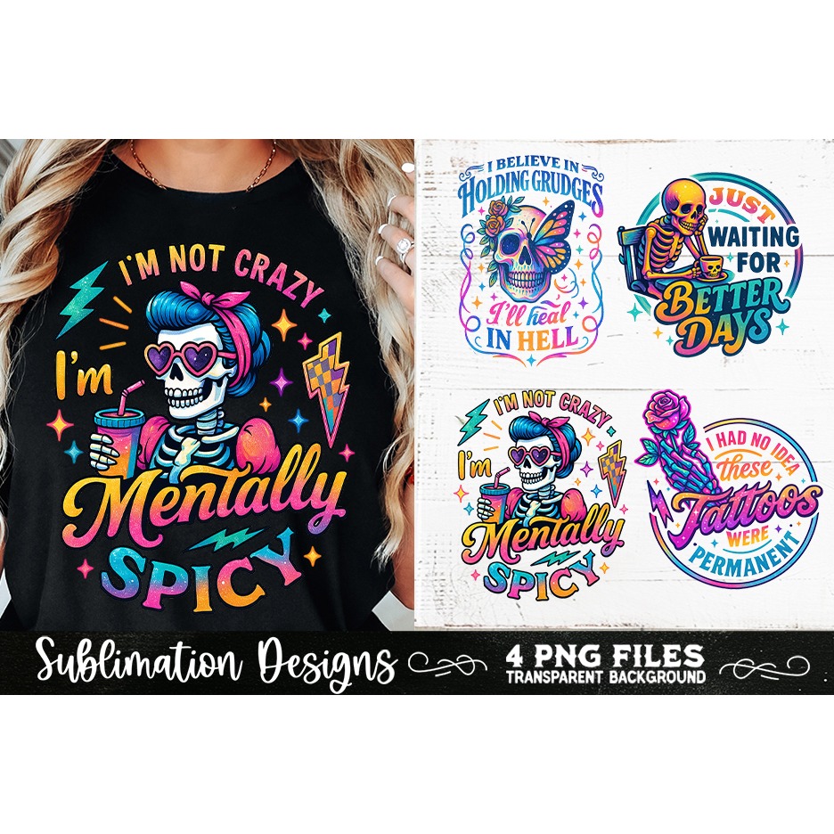 Funny Skeletons Sarcastic Retro PNG Sublimation (15) 7