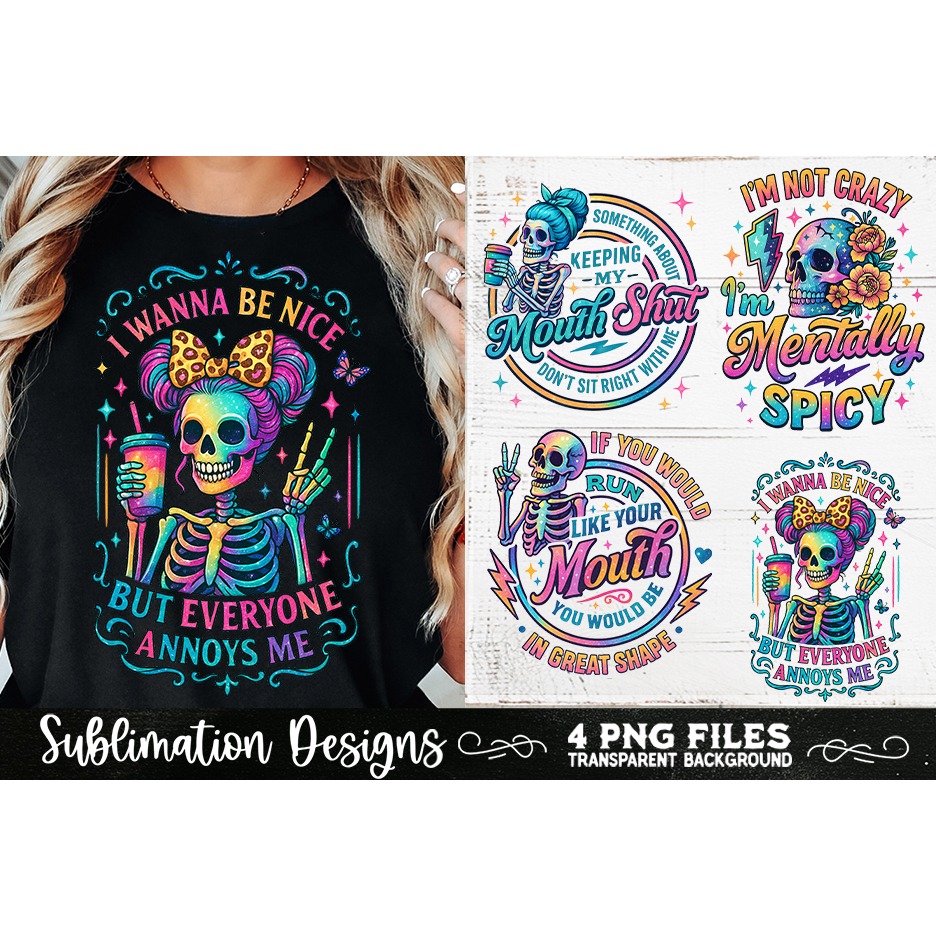 Funny Skeletons Sarcastic Retro PNG Sublimation (16) 2