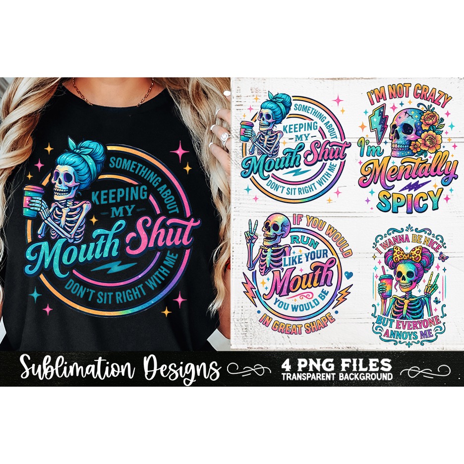 Funny Skeletons Sarcastic Retro PNG Sublimation (16) 4