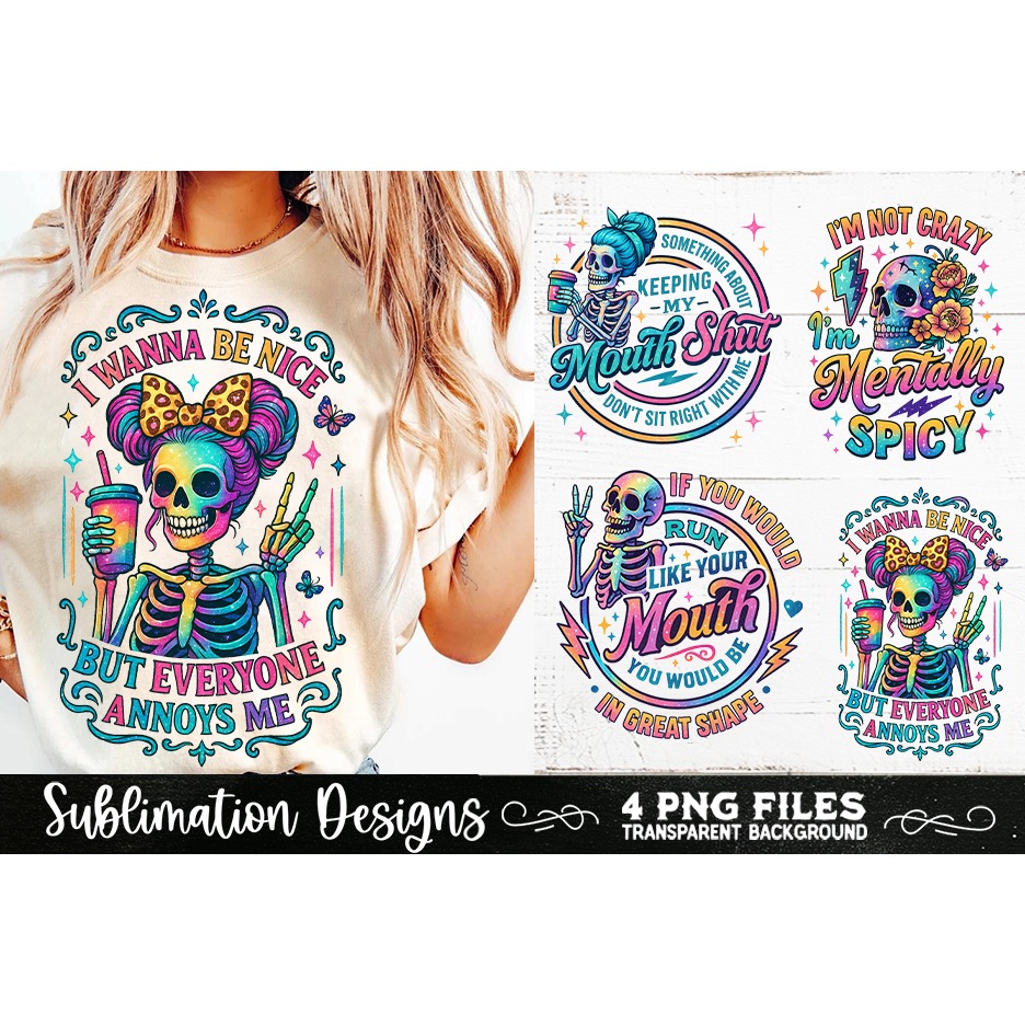 Funny Skeletons Sarcastic Retro PNG Sublimation (16) 7