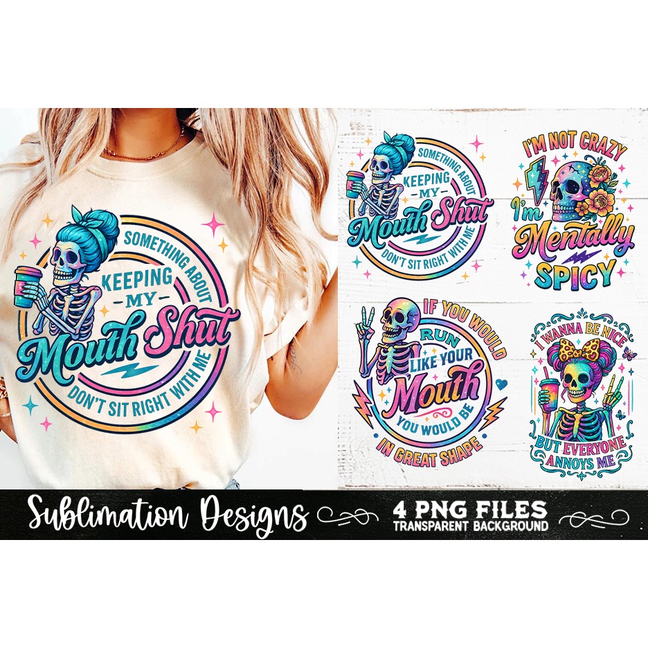 Funny Skeletons Sarcastic Retro PNG Sublimation (16) 8