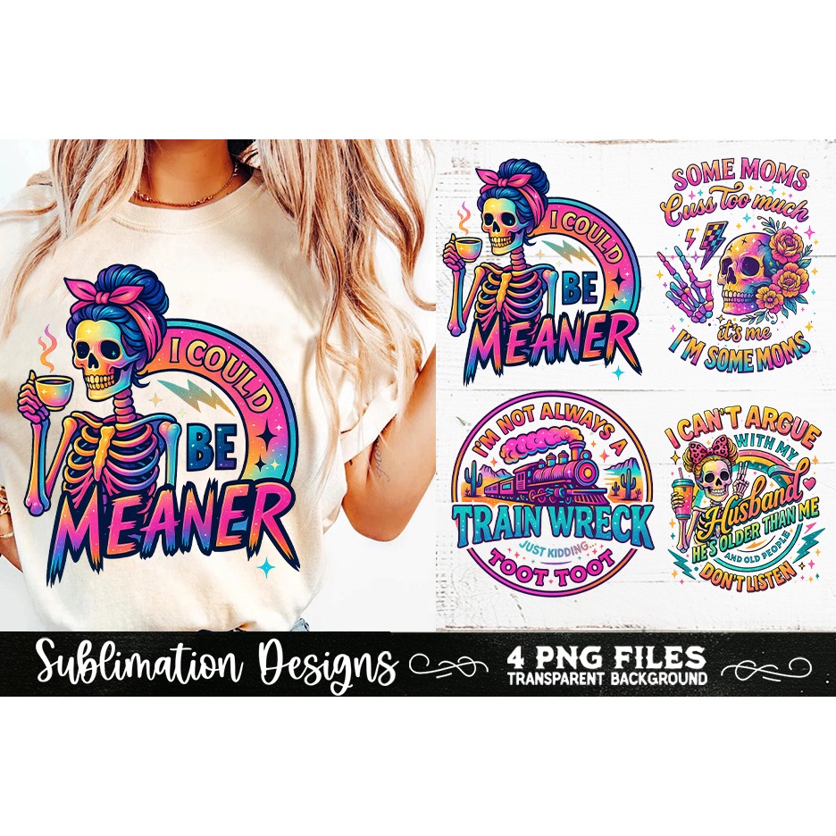 Funny Skeletons Sarcastic Retro PNG Sublimation (18)