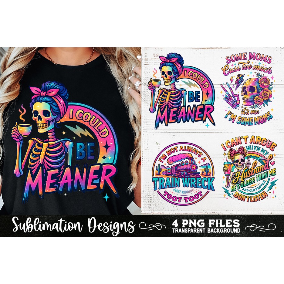 Funny Skeletons Sarcastic Retro PNG Sublimation (18) 3