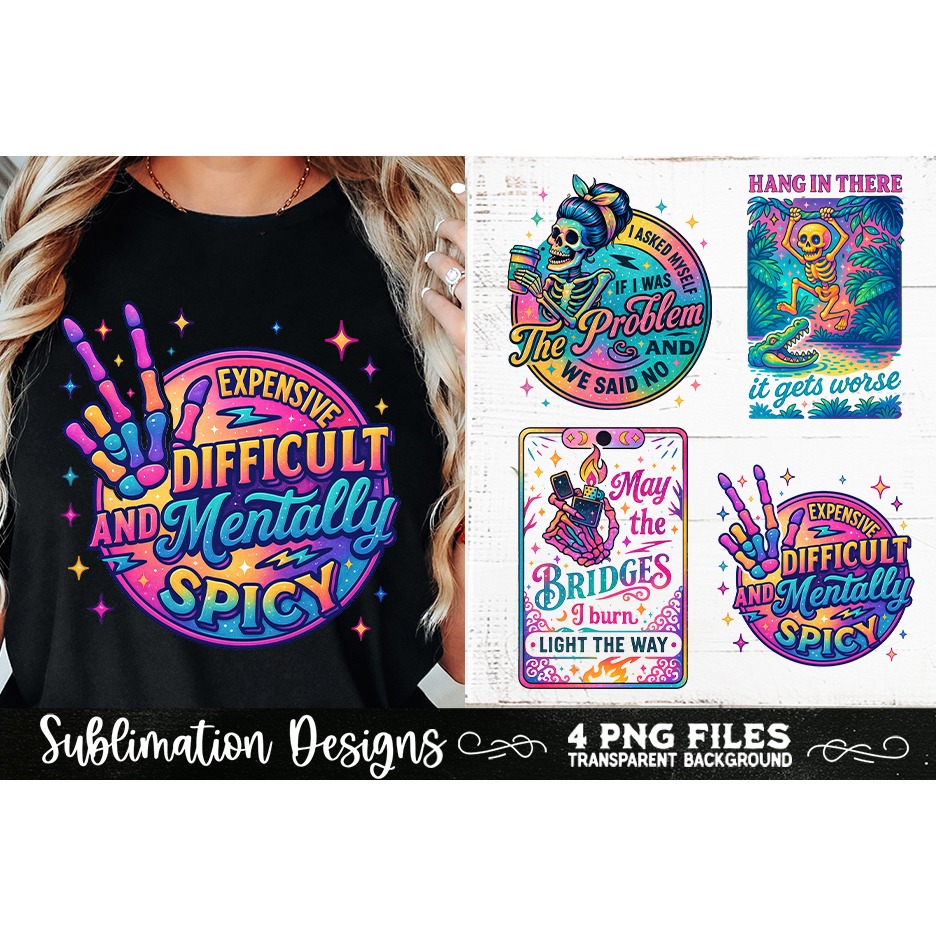Funny Skeletons Sarcastic Retro PNG Sublimation (20)
