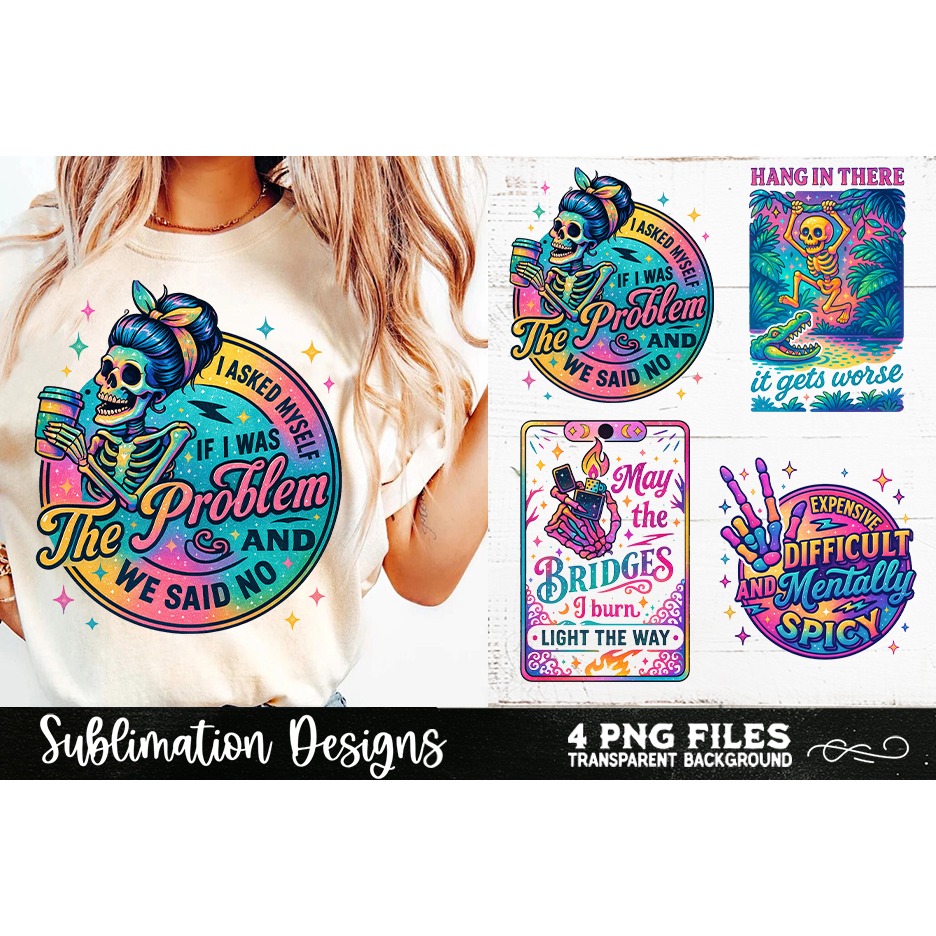 Funny Skeletons Sarcastic Retro PNG Sublimation (20) 4