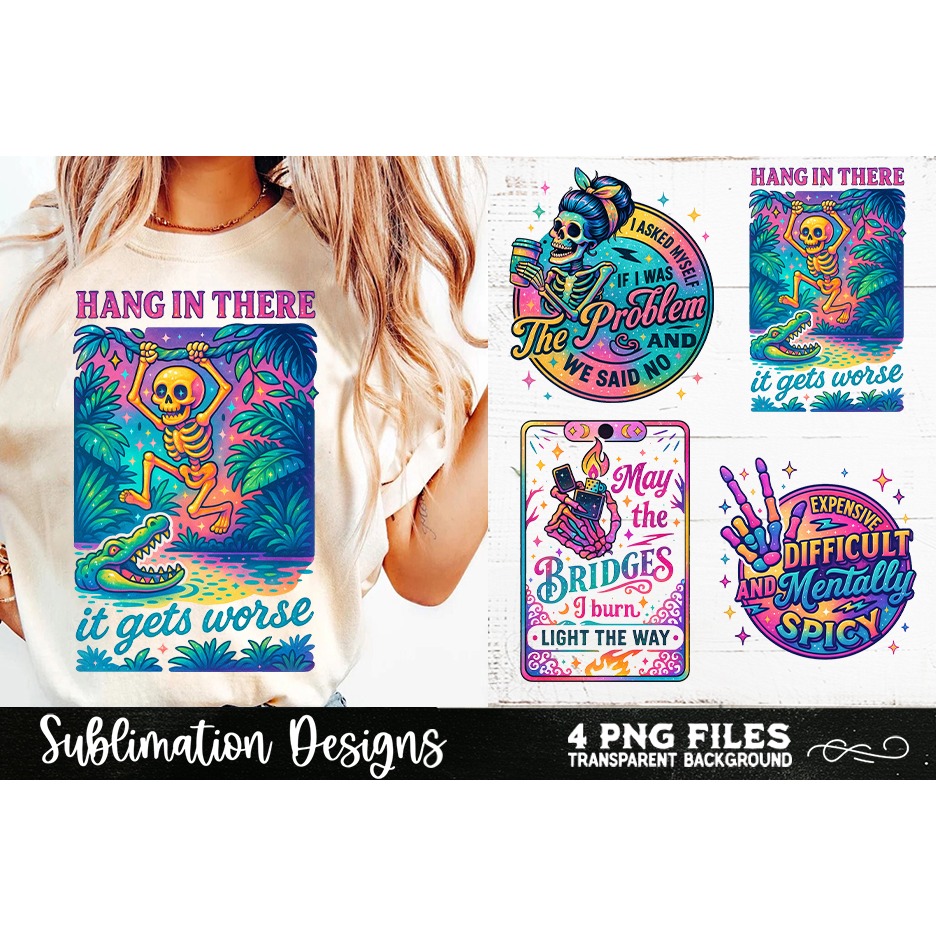 Funny Skeletons Sarcastic Retro PNG Sublimation (20) 5