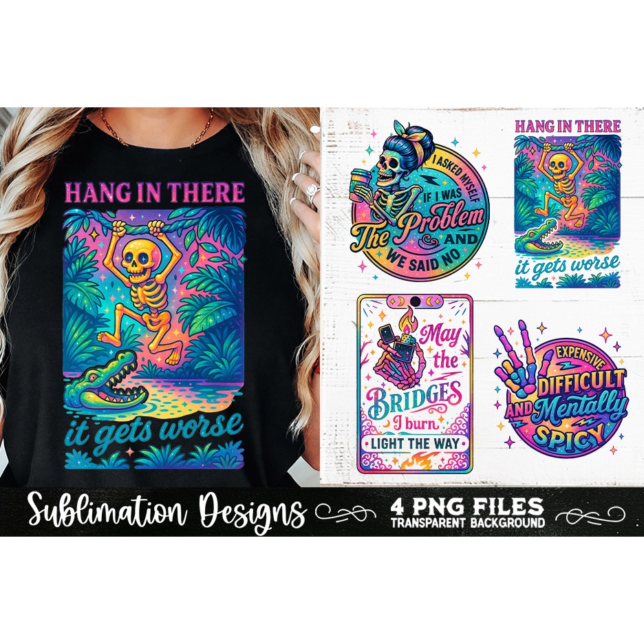 Funny Skeletons Sarcastic Retro PNG Sublimation (20) 6