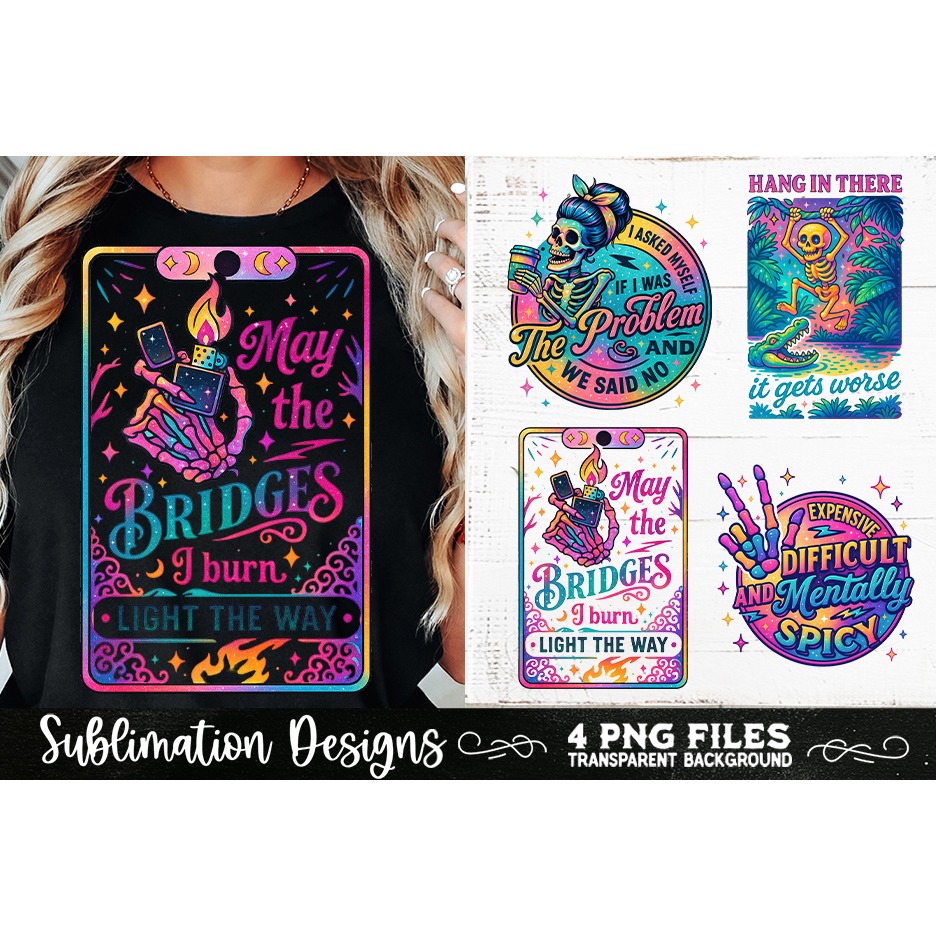 Funny Skeletons Sarcastic Retro PNG Sublimation (20) 7