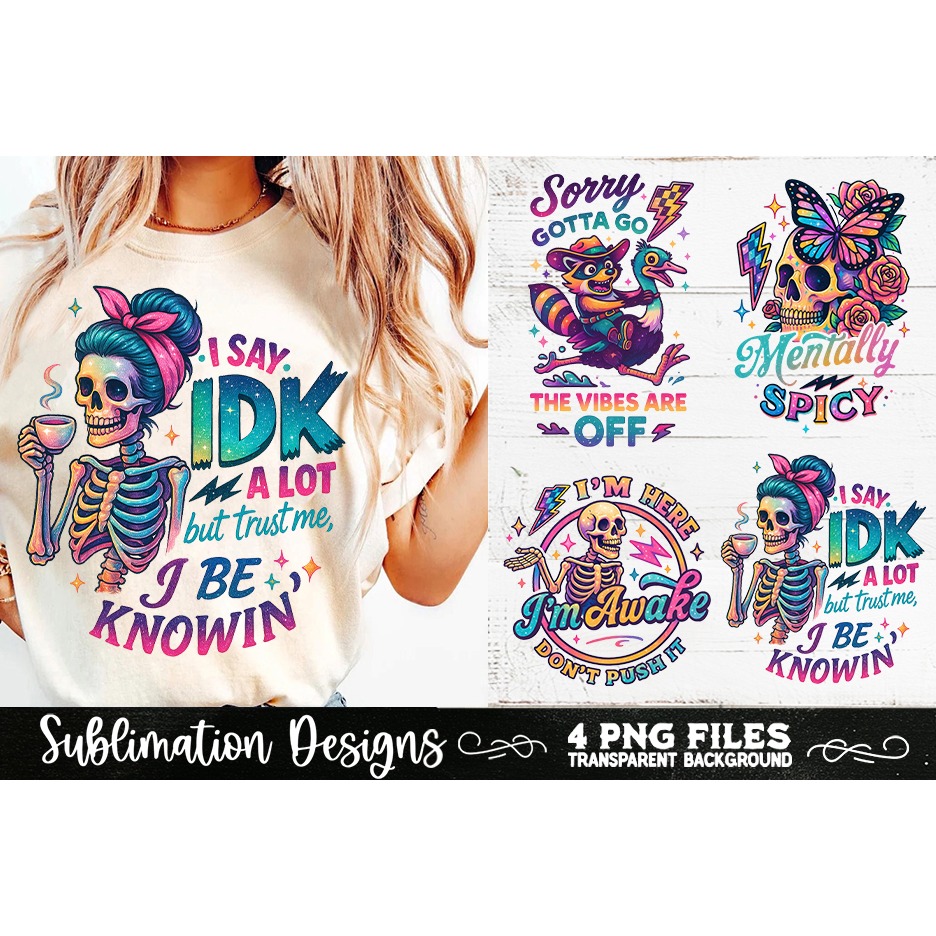 Funny Skeletons Sarcastic Retro PNG Sublimation (23)
