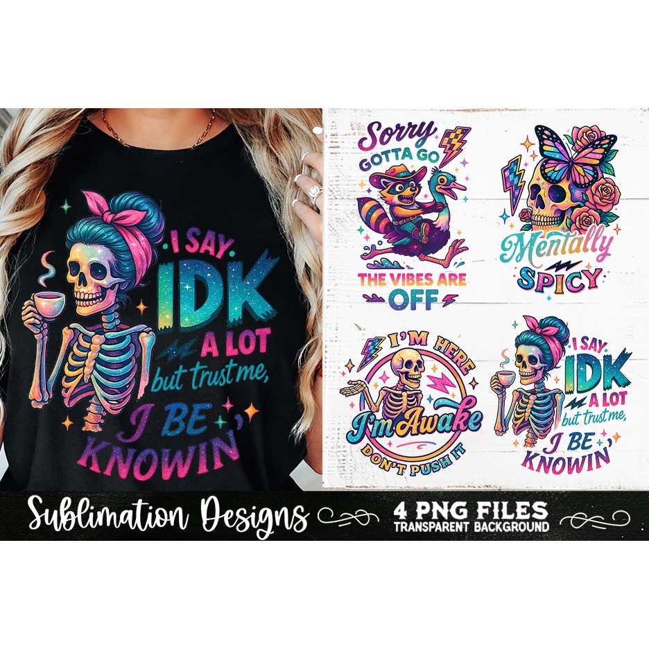 Funny Skeletons Sarcastic Retro PNG Sublimation (23) 2