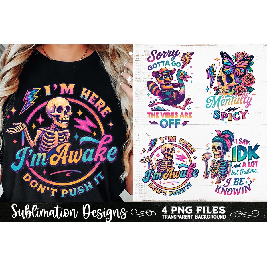 Funny Skeletons Sarcastic Retro PNG Sublimation (23) 3