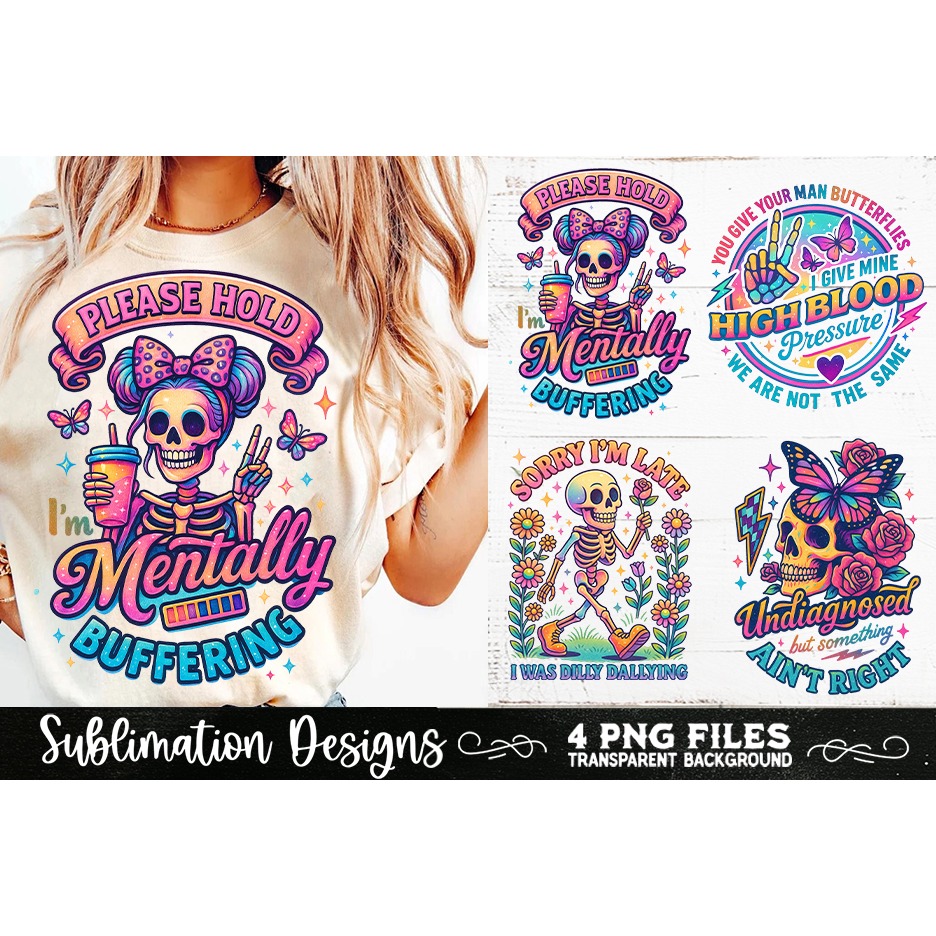 Funny Skeletons Sarcastic Retro PNG Sublimation (26) 4