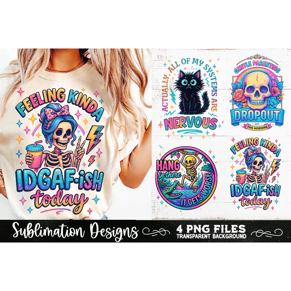 Funny Skeletons Sarcastic Retro PNG Sublimation (27)