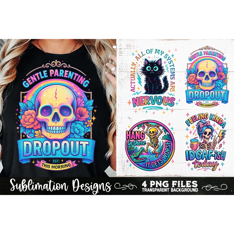 Funny Skeletons Sarcastic Retro PNG Sublimation (27) 3