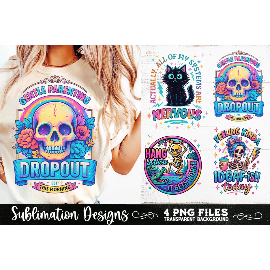 Funny Skeletons Sarcastic Retro PNG Sublimation (27) 5