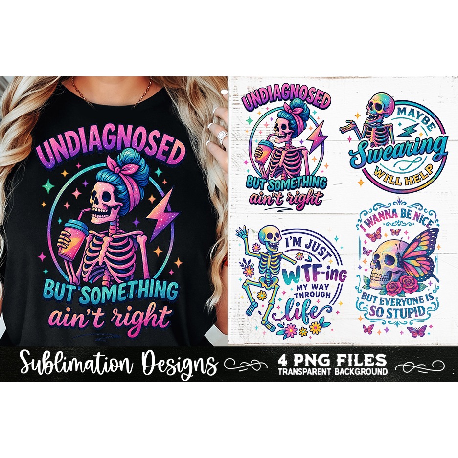 Funny Skeletons Sarcastic Retro PNG Sublimation (28)