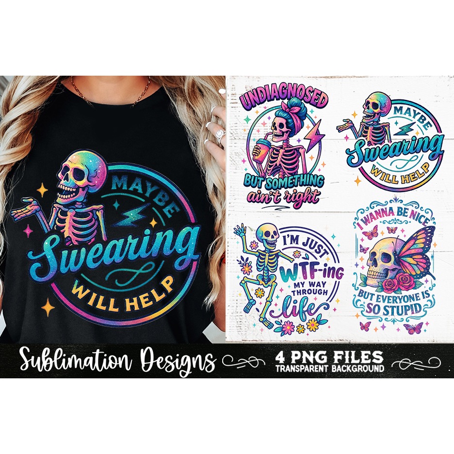 Funny Skeletons Sarcastic Retro PNG Sublimation (28) 3
