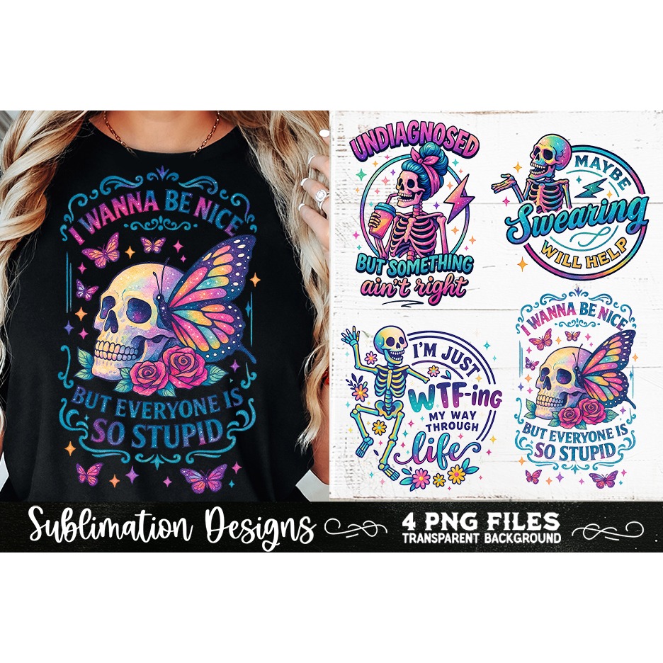 Funny Skeletons Sarcastic Retro PNG Sublimation (28) 5
