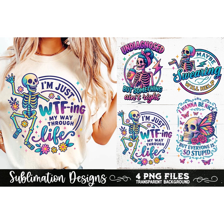 Funny Skeletons Sarcastic Retro PNG Sublimation (28) 6