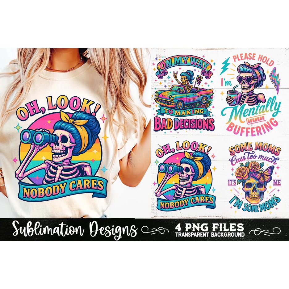 Funny Skeletons Sarcastic Retro PNG Sublimation (29) 3