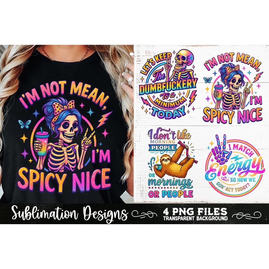 Funny Skeletons Sarcastic Retro PNG Sublimation (3) 4