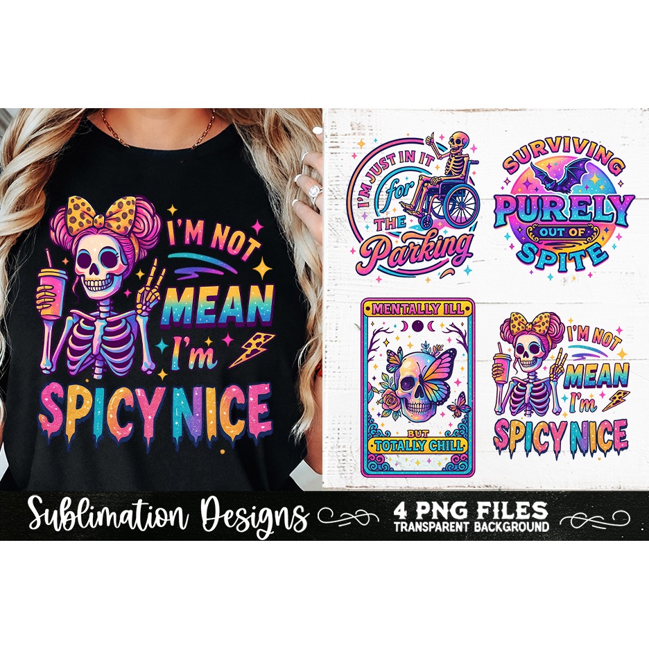 Funny Skeletons Sarcastic Retro PNG Sublimation (4)