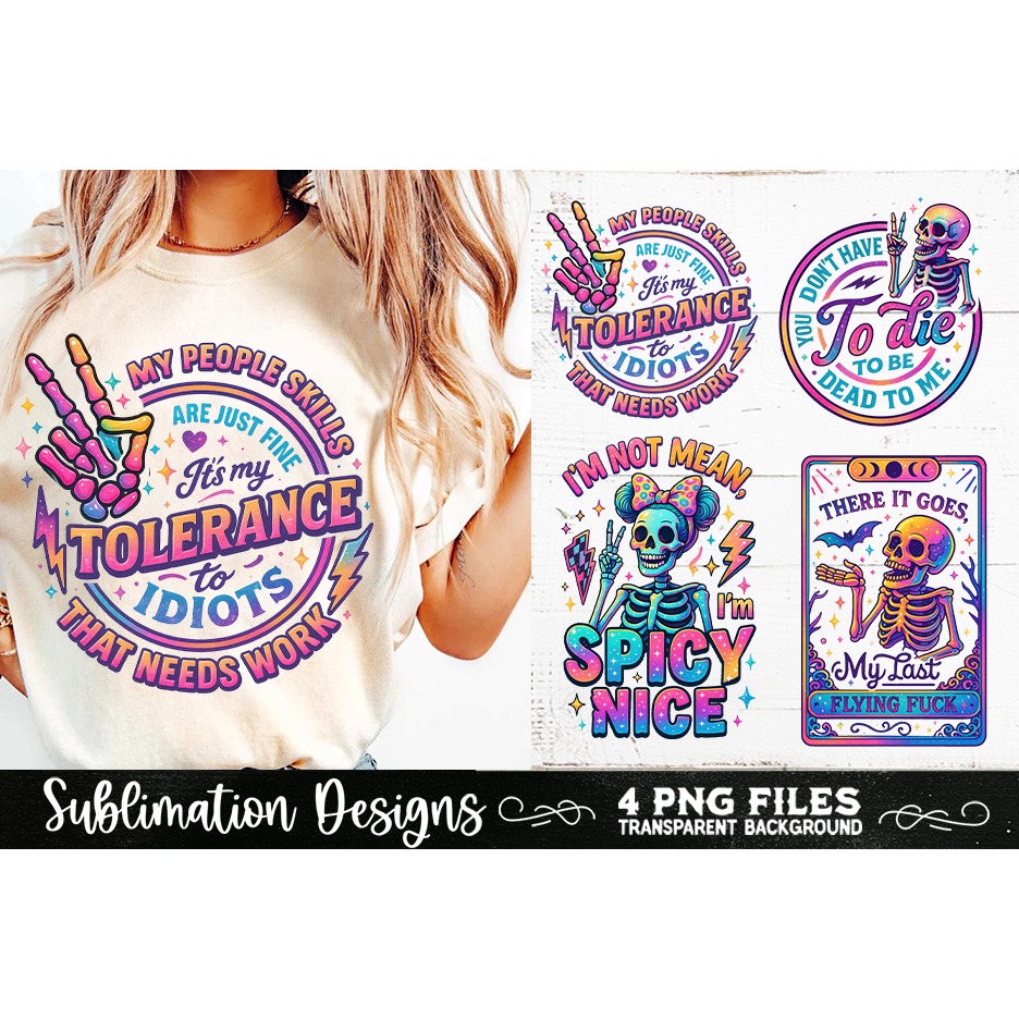 Funny Skeletons Sarcastic Retro PNG Sublimation 5