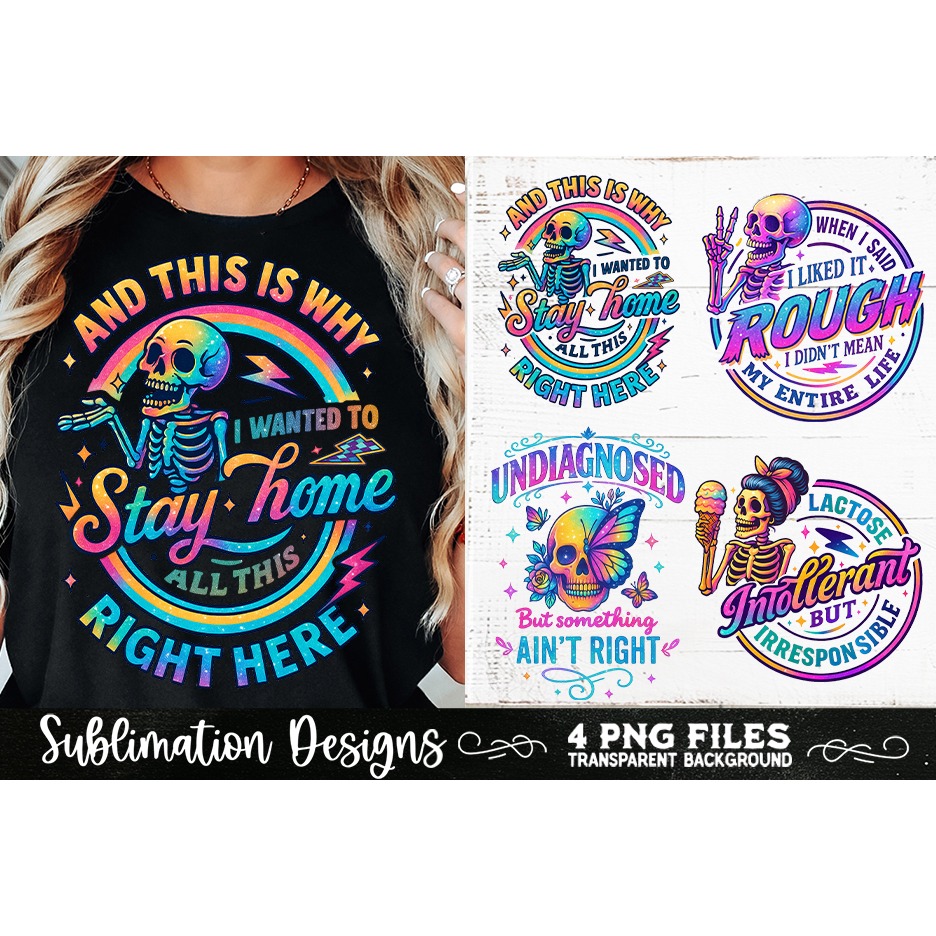 Funny Skeletons Sarcastic Retro PNG Sublimation (5)