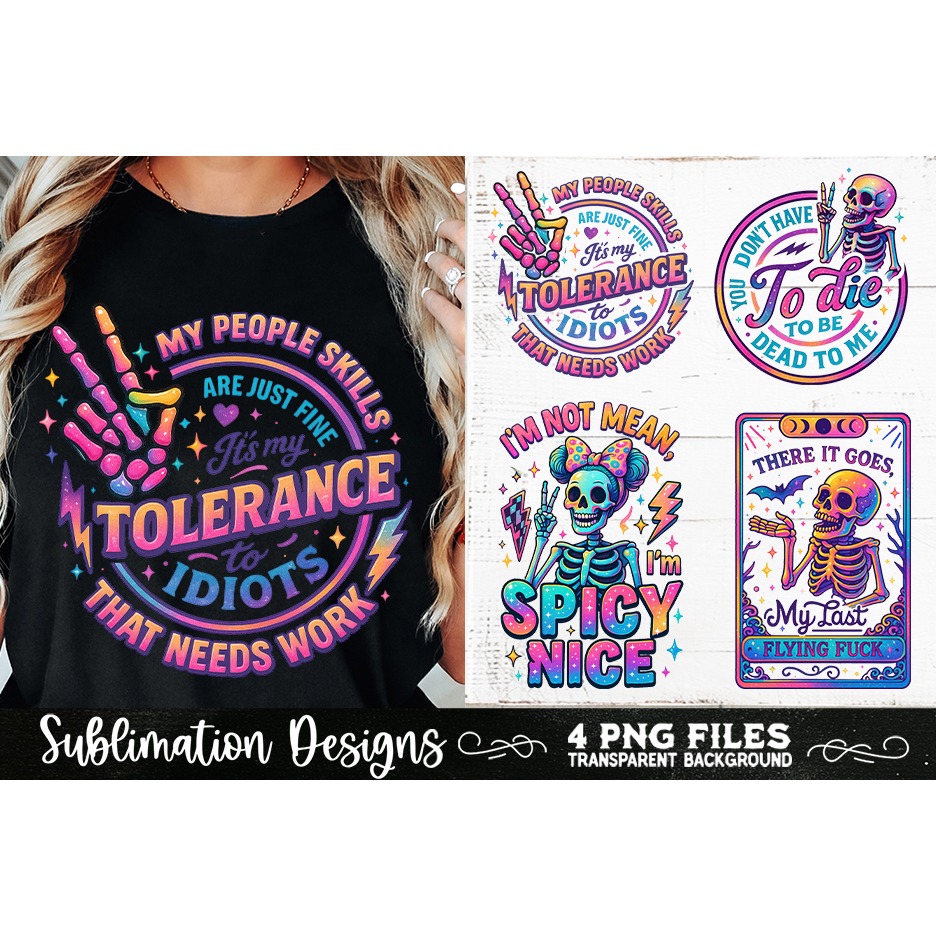 Funny Skeletons Sarcastic Retro PNG Sublimation 6