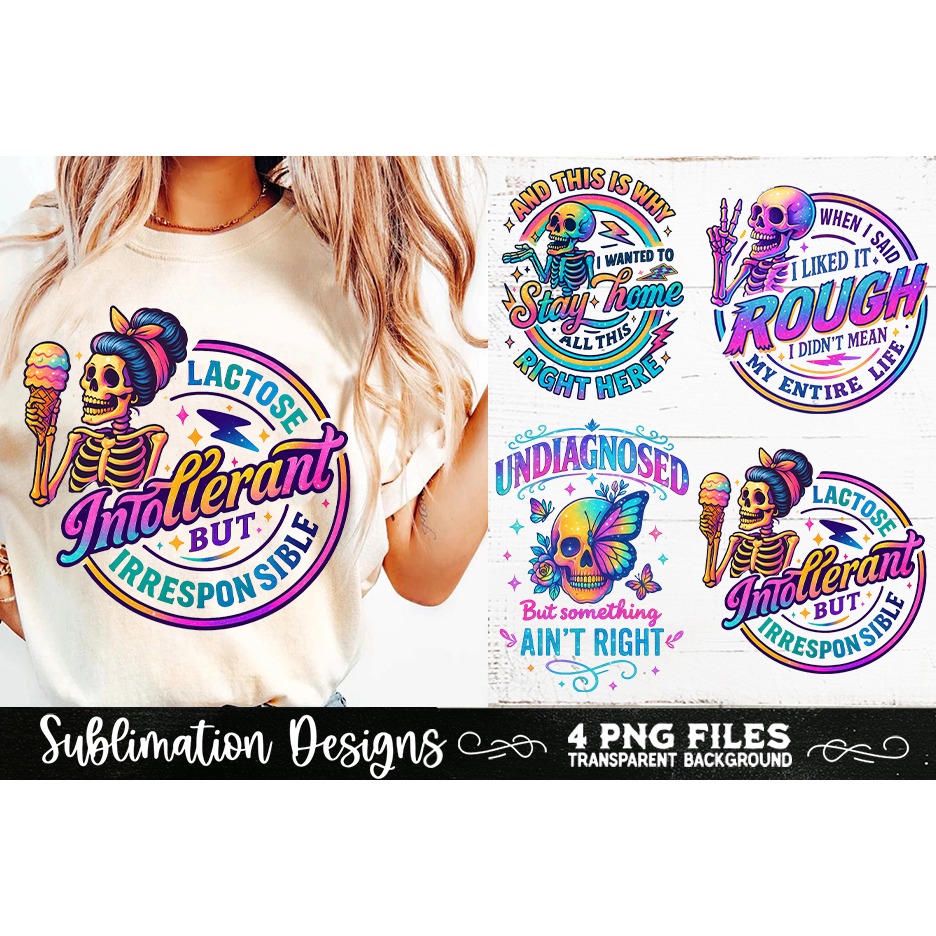 Funny Skeletons Sarcastic Retro PNG Sublimation (5) 7