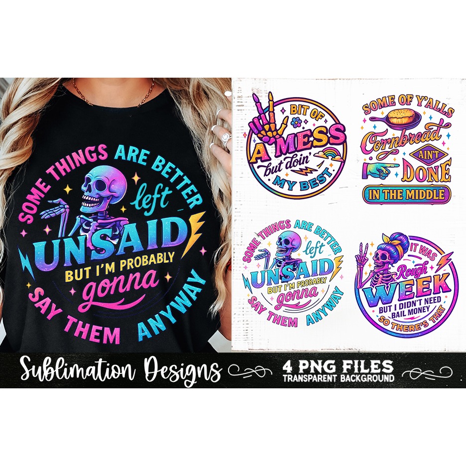 Funny Skeletons Sarcastic Retro PNG Sublimation (7)