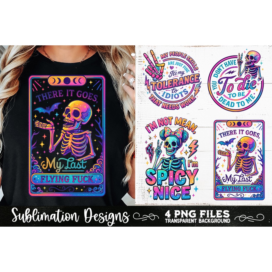 Funny Skeletons Sarcastic Retro PNG Sublimation 8