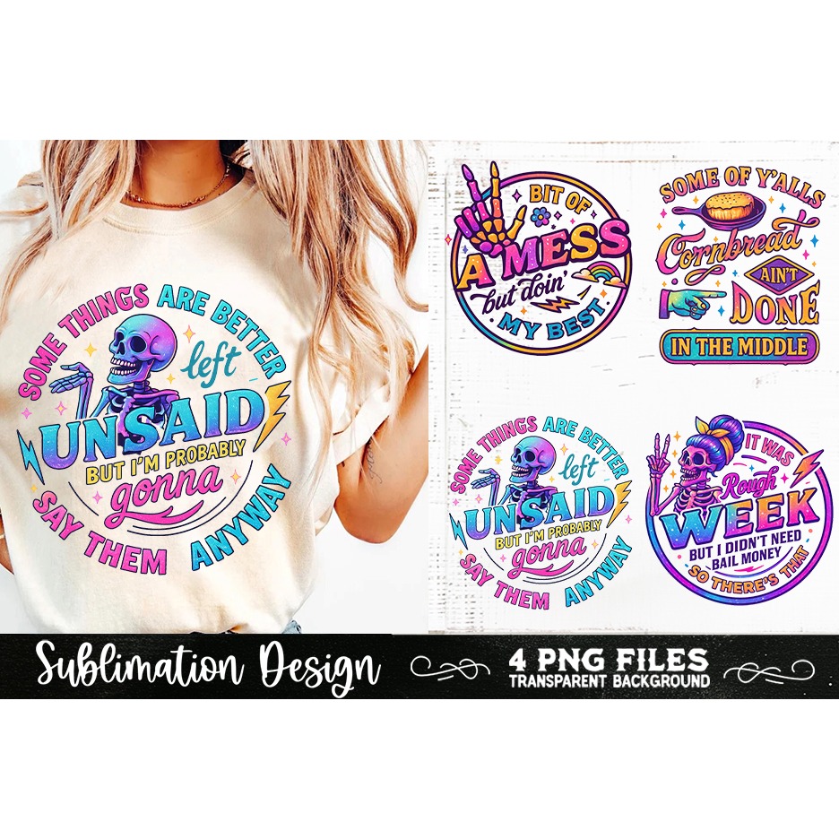 Funny Skeletons Sarcastic Retro PNG Sublimation (7) 8