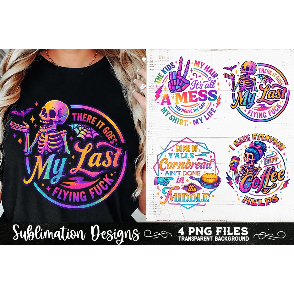 Funny Skeletons Sarcastic Retro PNG Sublimation (8) 2