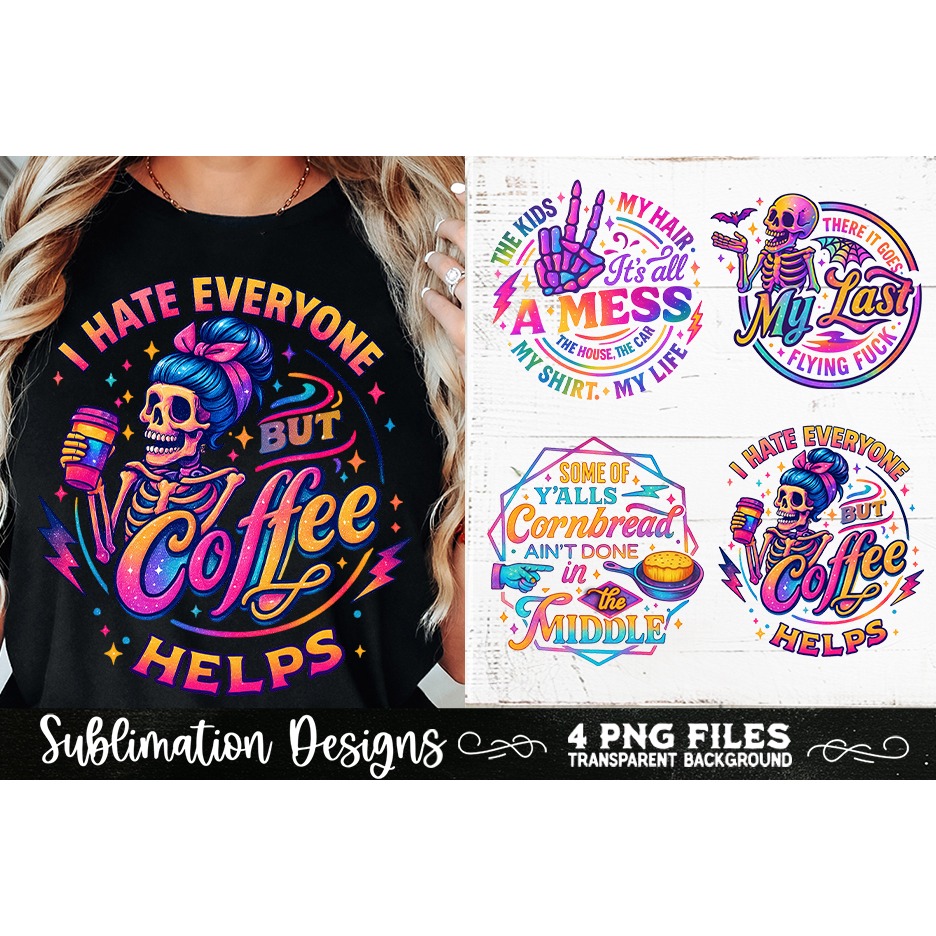 Funny Skeletons Sarcastic Retro PNG Sublimation (8) 4