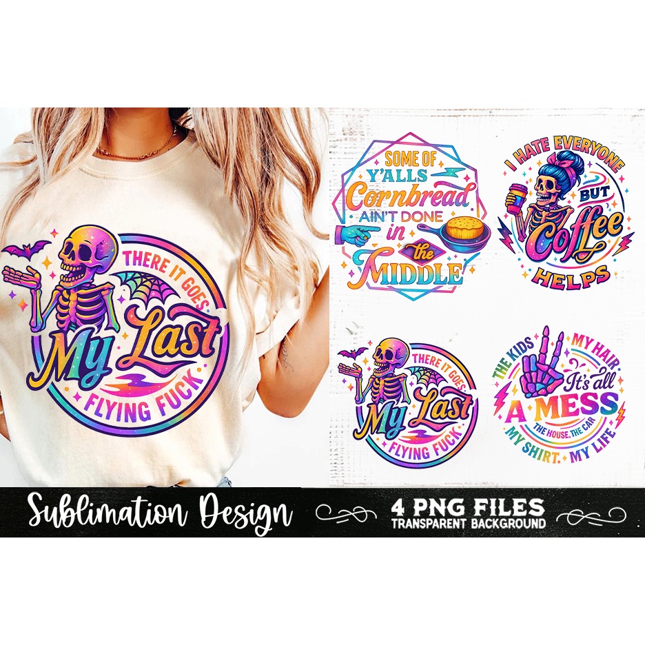 Funny Skeletons Sarcastic Retro PNG Sublimation (8) 7