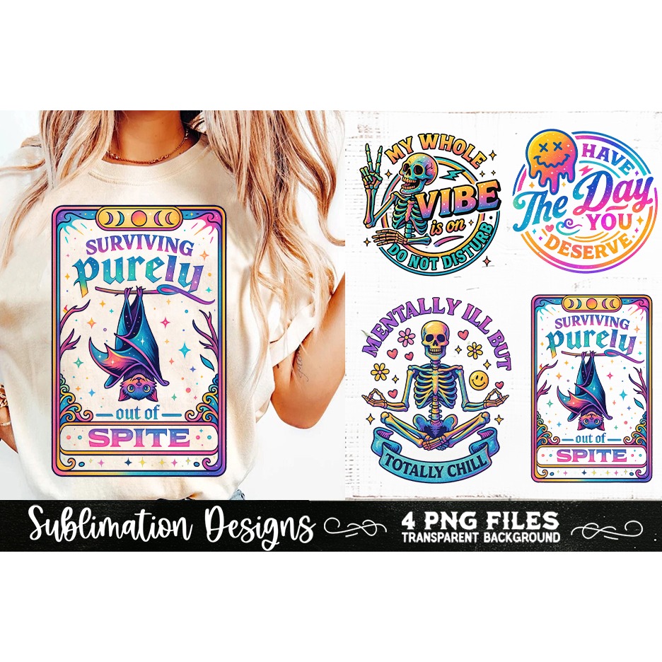 Funny Skeletons Sarcastic Retro PNG Sublimation (9) 2