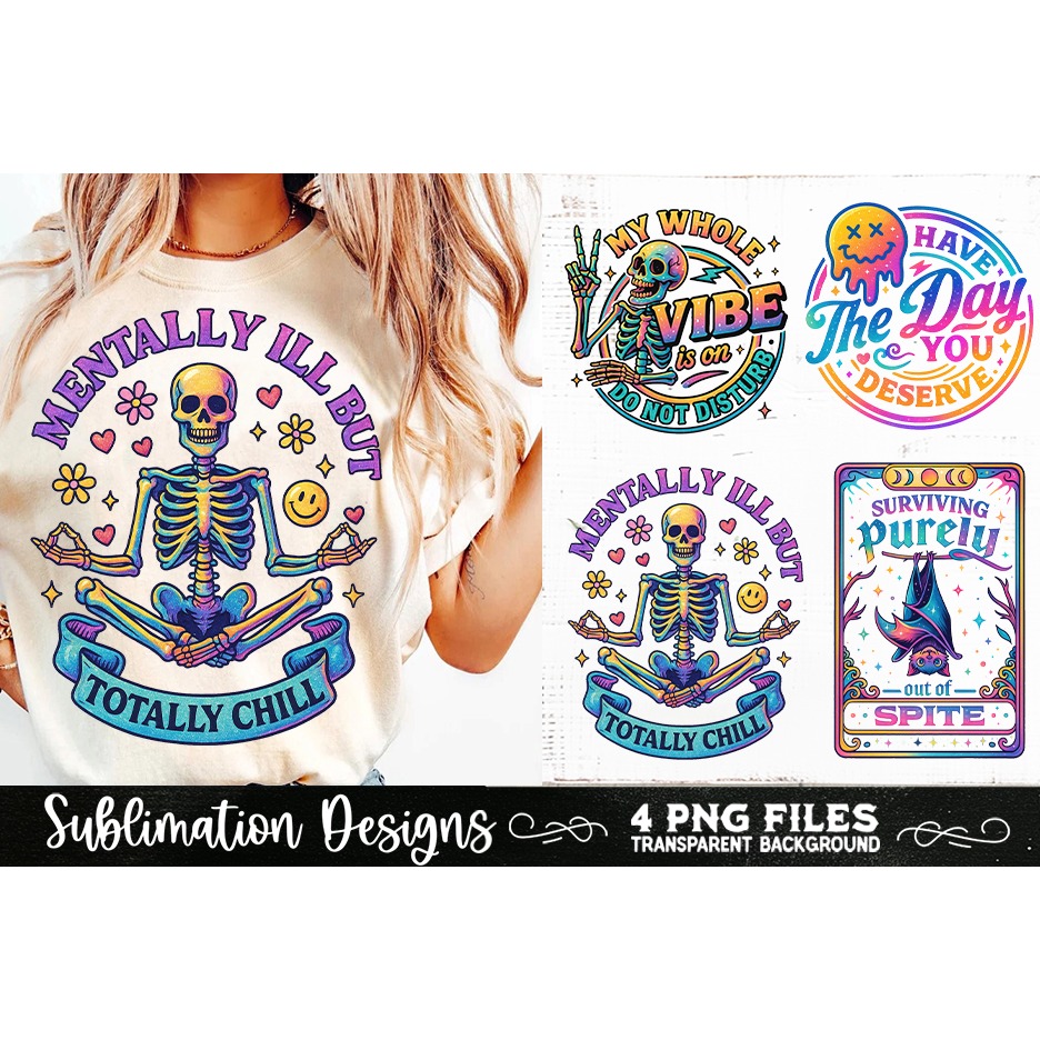 Funny Skeletons Sarcastic Retro PNG Sublimation (9) 4