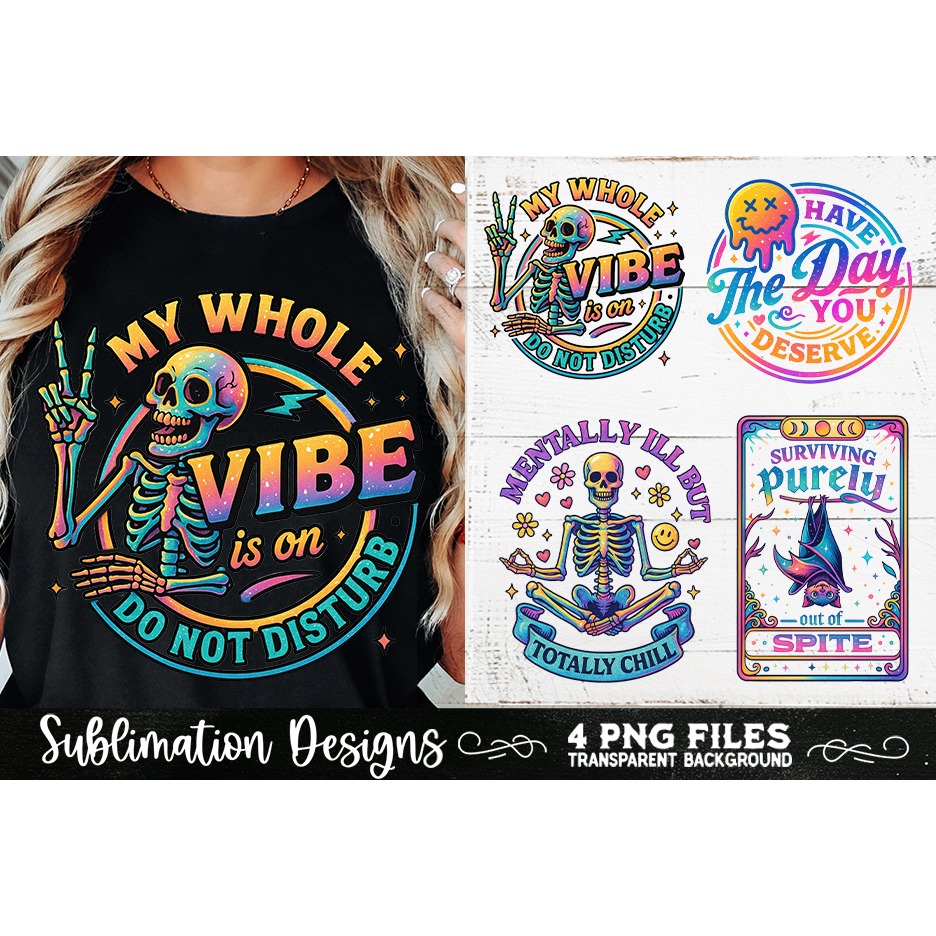 Funny Skeletons Sarcastic Retro PNG Sublimation (9) 6