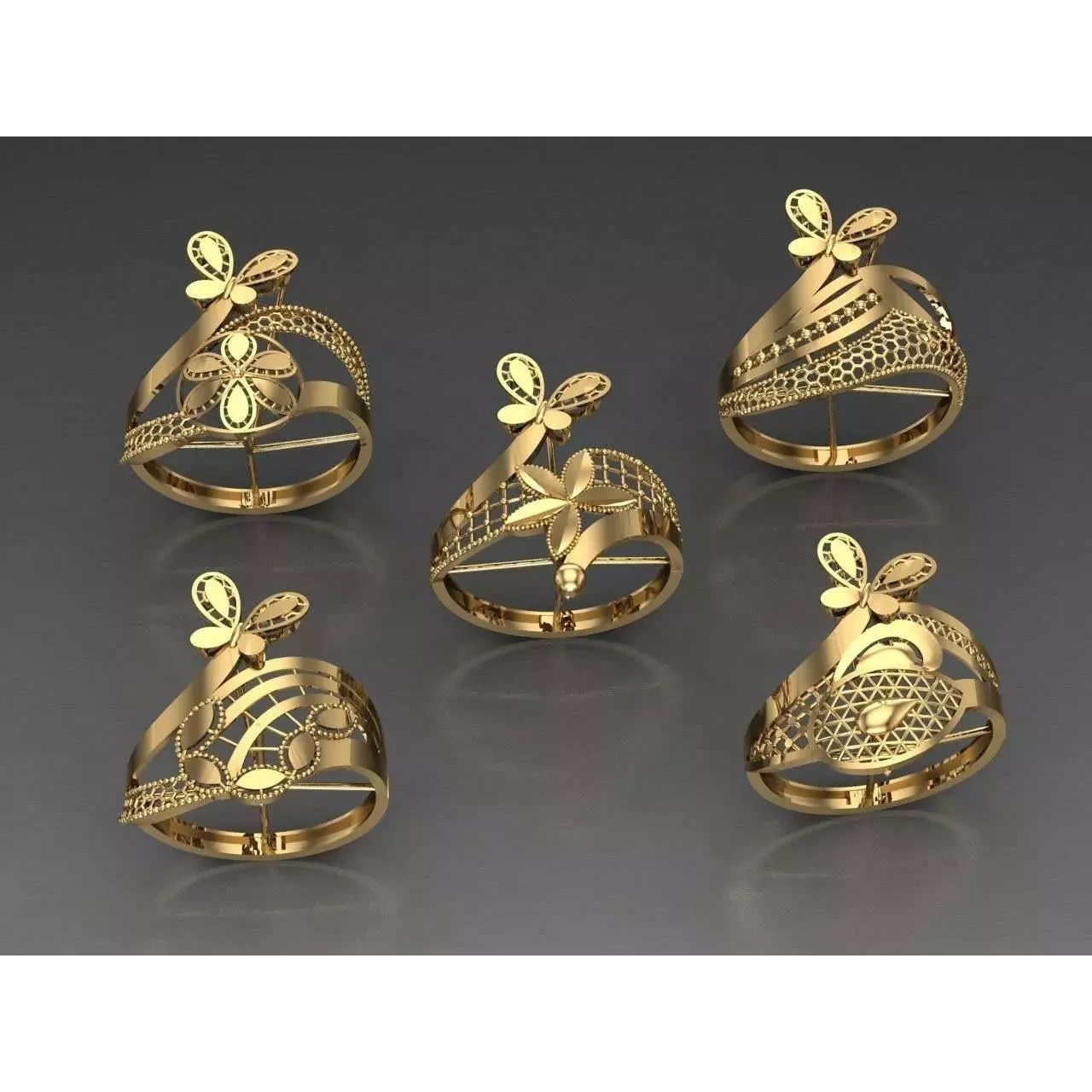 Fusion Arabian Rings 250 rings latest light Weight 3D print model 4