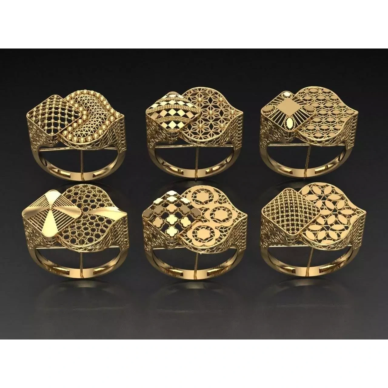 Fusion Arabian Rings 250 rings latest light Weight 3D print model 7