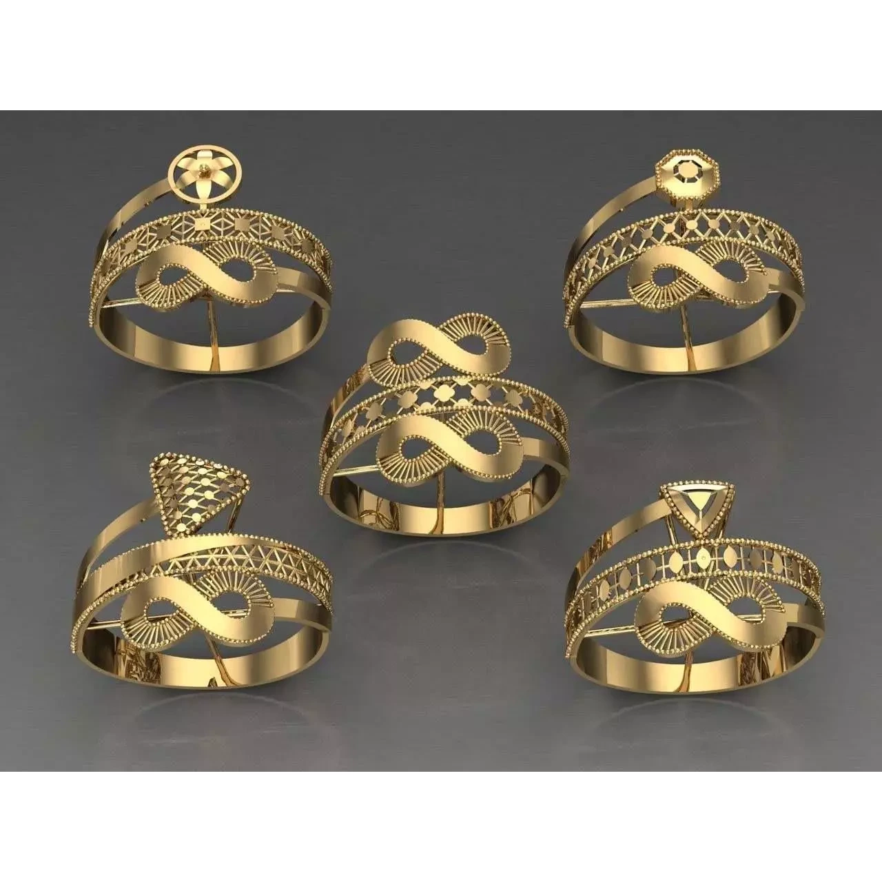 Fusion Arabian Rings 250 rings latest light Weight 3D print model 10