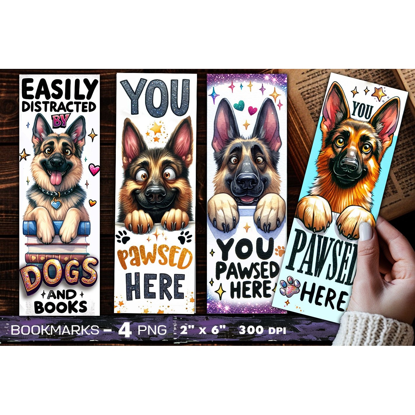 German Shepherd bookmark, dog bookmark, you pawsed here